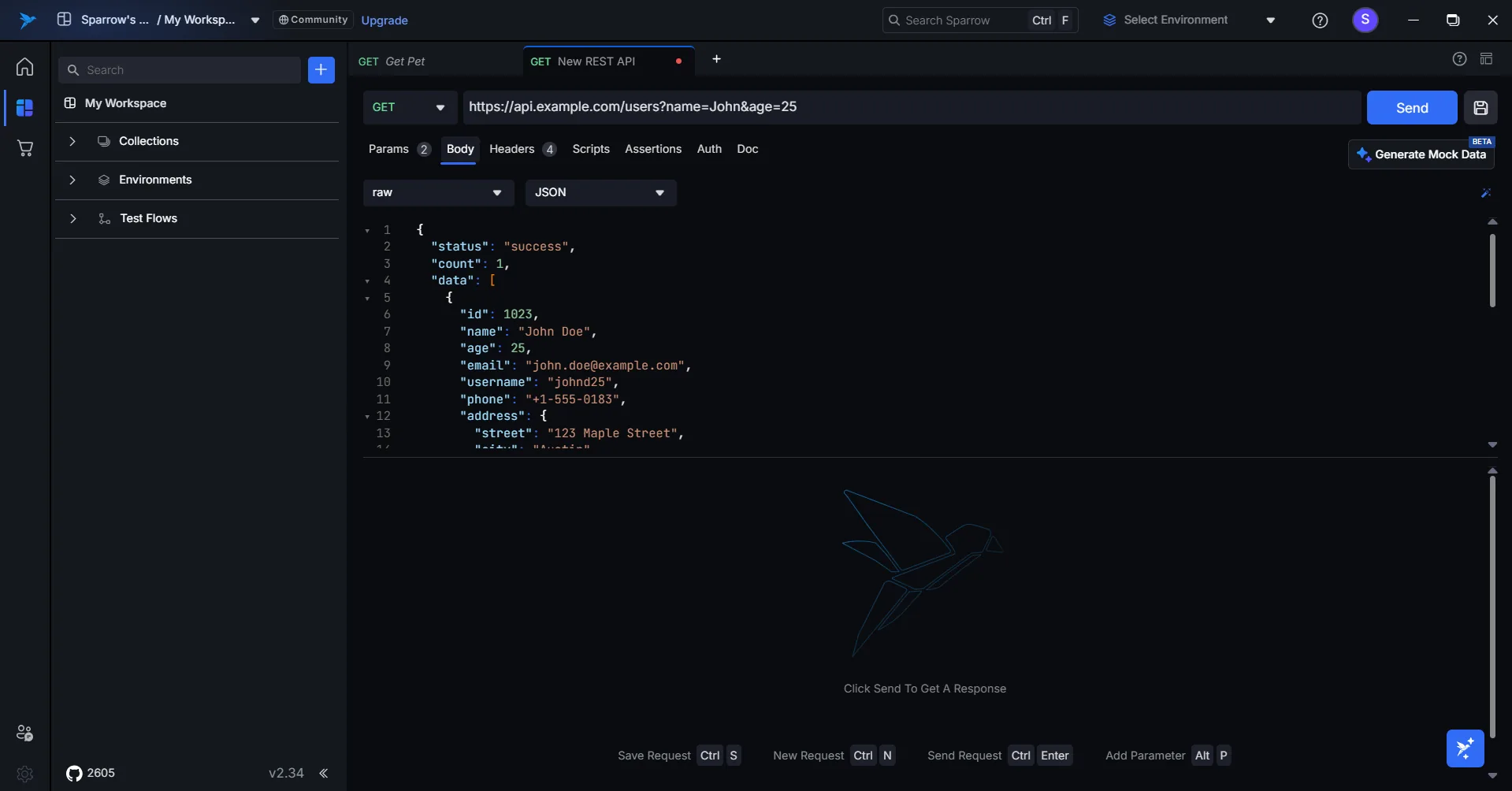Sparrow — Request panel