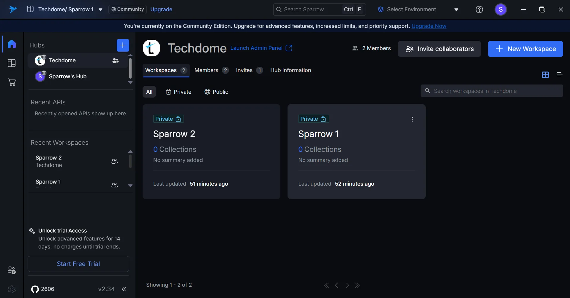 Sparrow — Workspace